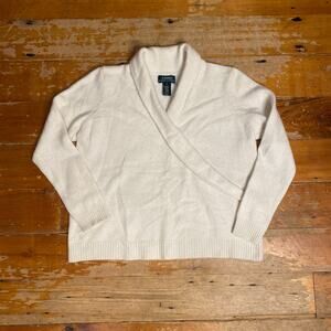 Ralph Lauren Soft Lambs Wool Faux Wrap Sweater, Women’s 1X, Cream Ivory